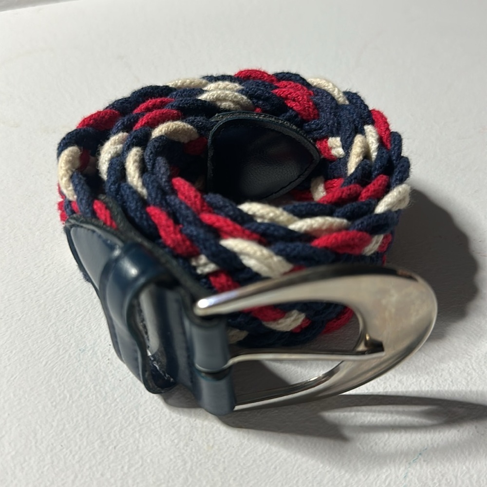 Vintage 1970-80s Ribco braided western belt red blue and white 34”